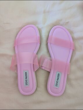 Steve Madden Pink Translucent Strap Slide Sandals